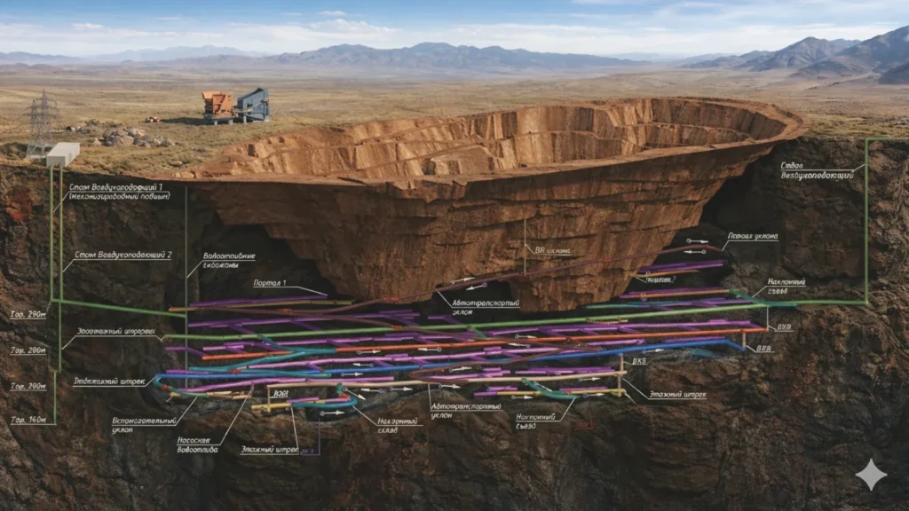 План горных работ медного месторождения, Карагандинская область