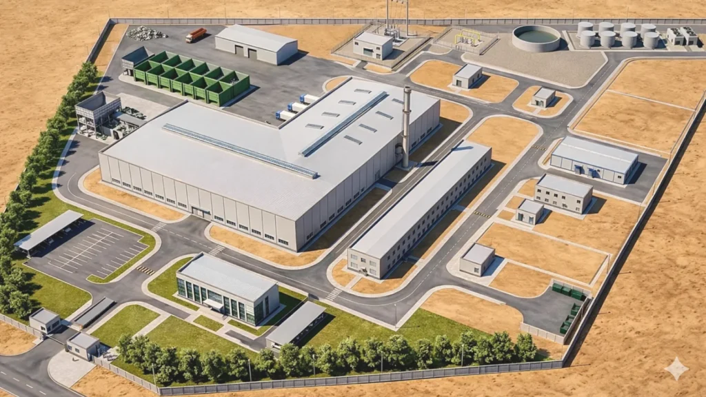 Завод по переработке твёрдых бытовых отходов и выпуску стеклянной тары, рабочий проект, Казахстан